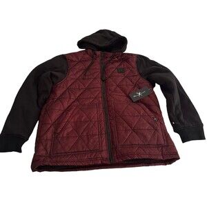 Marc Ecko Jacket Coat Sherpa Lined Full Zip Hooded Men Size Large Burgundy NEW